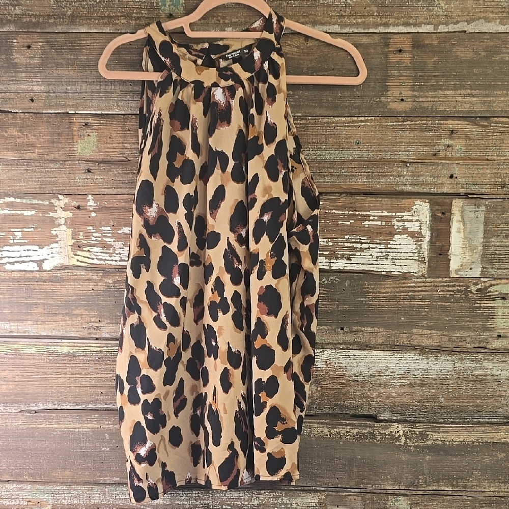 SHEIN Leopard Print Halter Blouse - Brown and Black